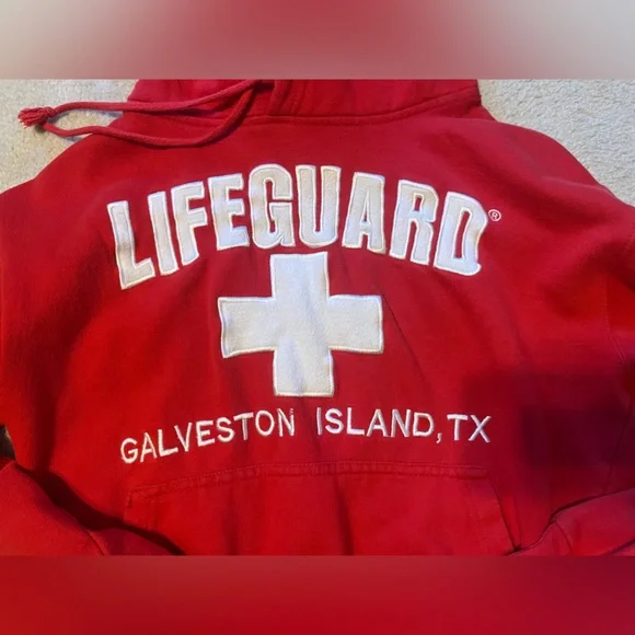 Lifeguard Galveston Island Red Sweater Hoodie - Picture 2 of 4